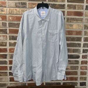 Tommy Bahama Blue Striped Button Up Long Sleeve Men’s XXL F23